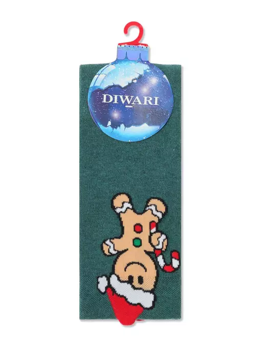 Новогодние мужские носки diwari new year 652 темно-бирюзовый, 21С-71СП, 42-45 (27-29), DIWARI,  - 3