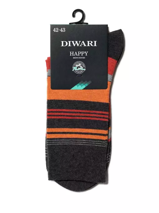 Хлопковые мужские носки happy 129 темно-серый-красный, 15С-23СП, 40-41 (25), DIWARI,  - 2