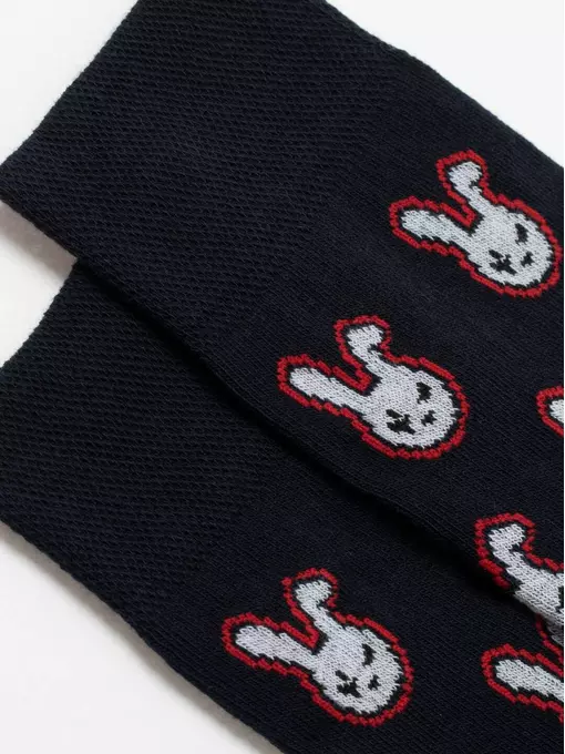 Хлопковые мужские носки happy с рисунком «кролики» 142 темно-синий, 20С-37СП, 40-41 (25), DIWARI,  - 3