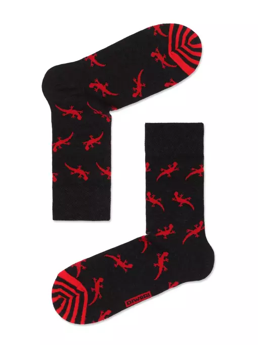 Хлопковые мужские носки happy с рисунком «ящерицы» 135 черный, 20С-37СП, 40-41 (25), DIWARI,  - 2