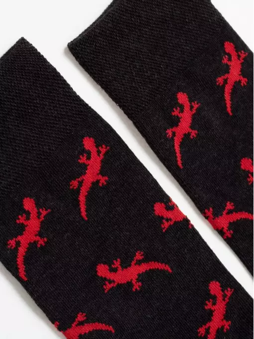 Хлопковые мужские носки happy с рисунком «ящерицы» 135 черный, 20С-37СП, 40-41 (25), DIWARI,  - 3