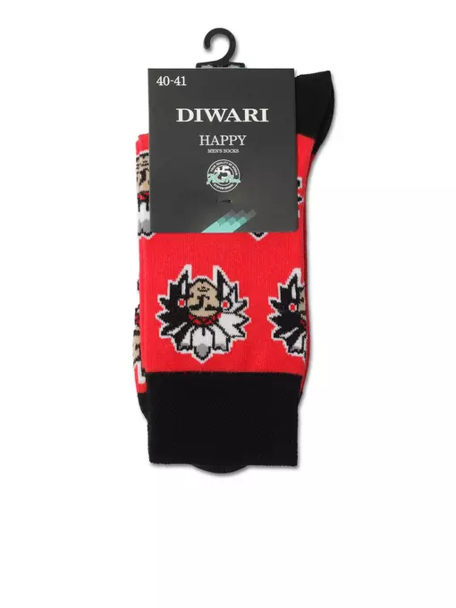 Хлопковые мужские носки happy с рисунком «индейцы» 144 красный, 20С-37СП, 42-43 (27), DIWARI,  - 3