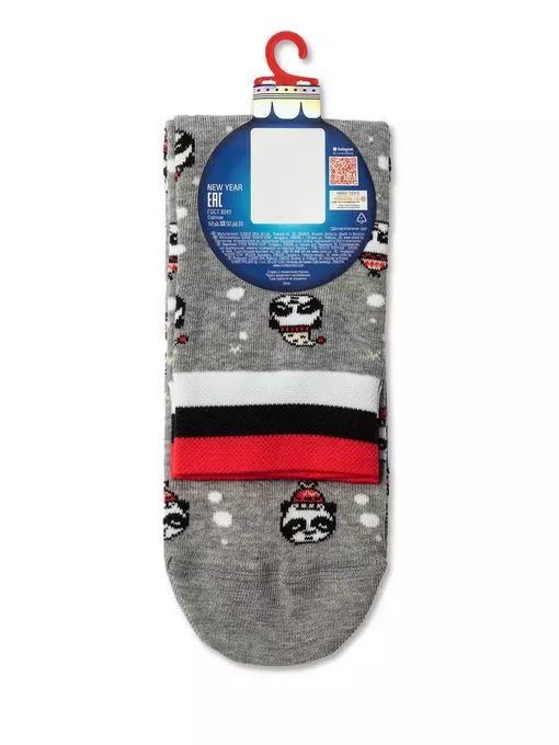 Носки мужские новогодние «xmas panda» diwari 518 серый, 20С-62СП, 42-45 (27-29), DIWARI,  - 3