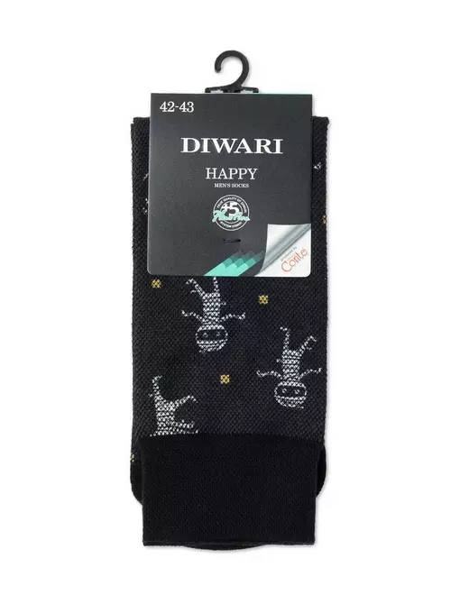 Носки мужские с печатными рисунками happy 149 черный, 20С-202СП, 42-43 (27), DIWARI,  - 2