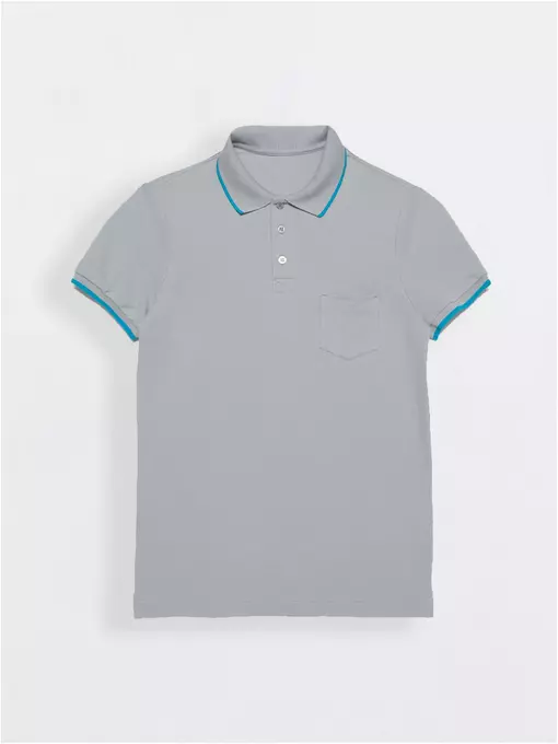 Футболка-поло с контрастной отделкой diwari md 944 ash grey, 18С-720ТСП, 182-96/M, DIWARI,  - 3