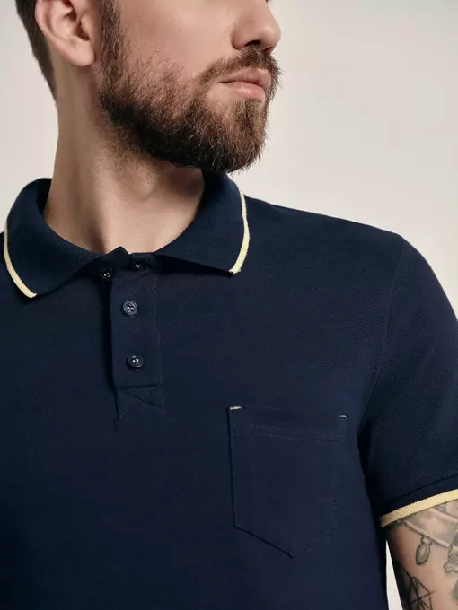 Футболка-поло с контрастной отделкой diwari md 944 patriot blue, 18С-720ТСП, 182-96/M, DIWARI,  - 4