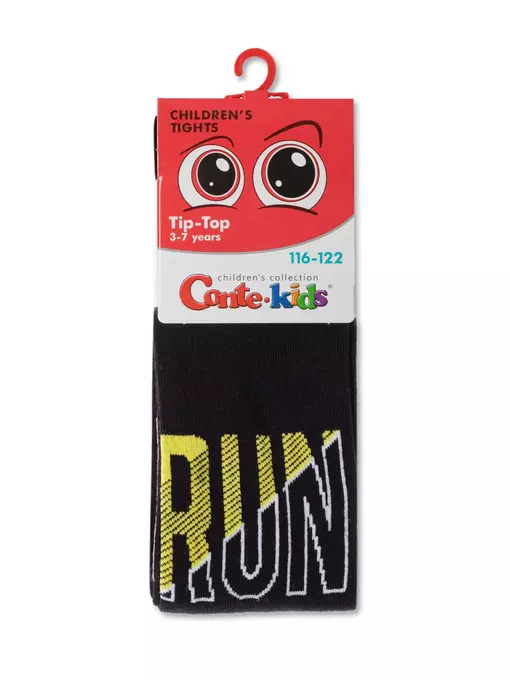Колготки детские с рисунком «run»  559 черный, 4С-05СП, 116-122 (18), CONTE-KIDS,  - 2