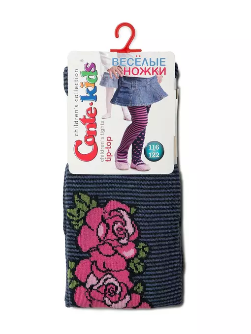 Колготки детские tip-top (весёлые ножки) 487 темный джинс, 14С-79СП, 116-122 (18), CONTE-KIDS,  - 2