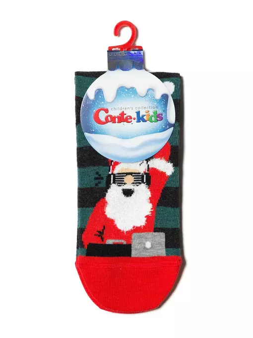 Детские новогодние носки "вечеринка с сантой" 441 темно-бирюзовый, 19С-64СП, 13-14, CONTE-KIDS,  - 2