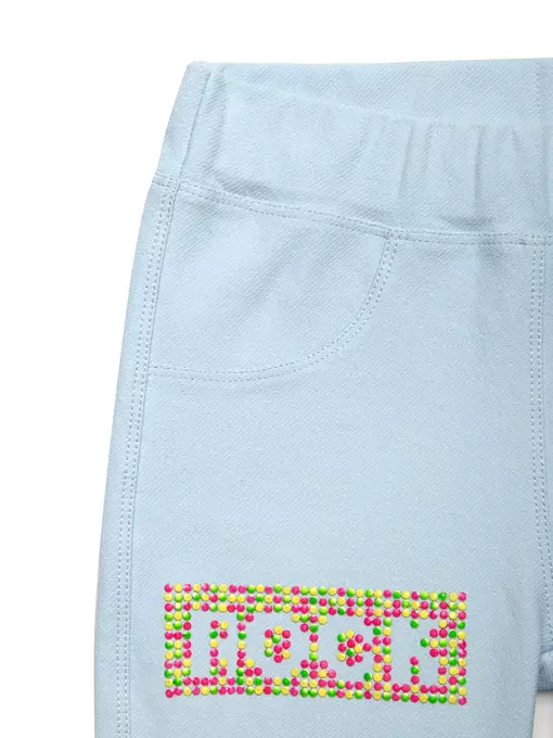 Джеггинсы для девочки с ярким рисунком из неоновых стразов rock star crystal blue, 18С-752ДТСП, 128,134-68, CONTE ELEGANT,  - 6