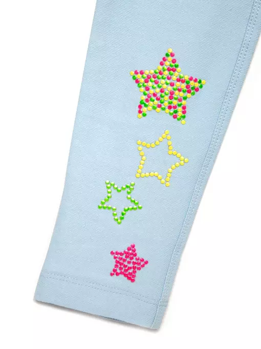 Джеггинсы для девочки с ярким рисунком из неоновых стразов rock star crystal blue, 18С-752ДТСП, 128,134-68, CONTE ELEGANT,  - 7