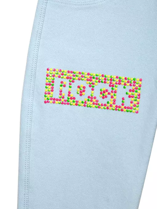 Джеггинсы для девочки с ярким рисунком из неоновых стразов rock star crystal blue, 18С-752ДТСП, 128,134-68, CONTE ELEGANT,  - 5