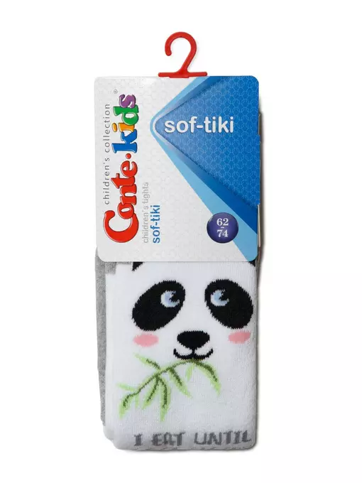 Махровые детские колготки sof-tiki (махровые внутри) с рисунками 531 белый-серый, 7С-38СП, 62-74 (12), CONTE-KIDS,  - 2