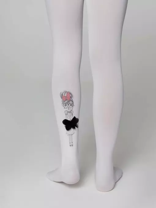 Колготки детские из микрофибры с рисунком и декором pretty bianco, 21С-87СП, 116-122, CONTE ELEGANT,  - 4