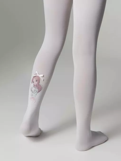 Колготки детские из микрофибры с рисунком и декором lovely bianco, 21С-88СП, 104-110, CONTE ELEGANT,  - 5