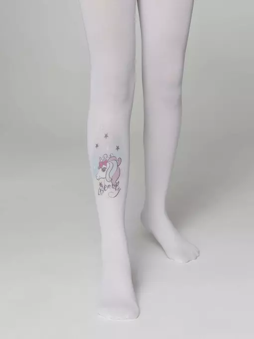 Колготки детские из микрофибры с рисунком beauty bianco, 21С-89СП, 104-110, CONTE ELEGANT,  - 2