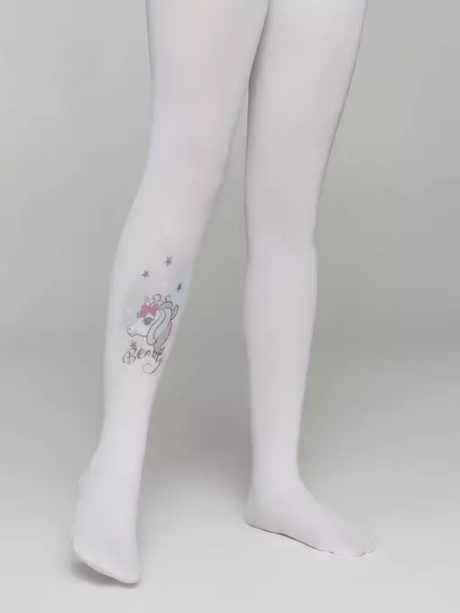 Колготки детские из микрофибры с рисунком beauty bianco, 21С-89СП, 104-110, CONTE ELEGANT,  - 3