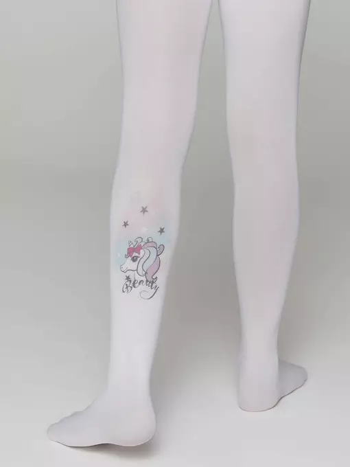 Колготки детские из микрофибры с рисунком beauty bianco, 21С-89СП, 104-110, CONTE ELEGANT,  - 4