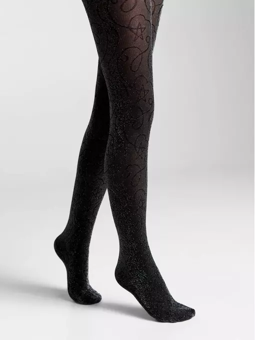 Колготки детские с люрексом и фантазийным рисунком shiny nero, 21С-109СП, 104-110, CONTE ELEGANT,  - 2