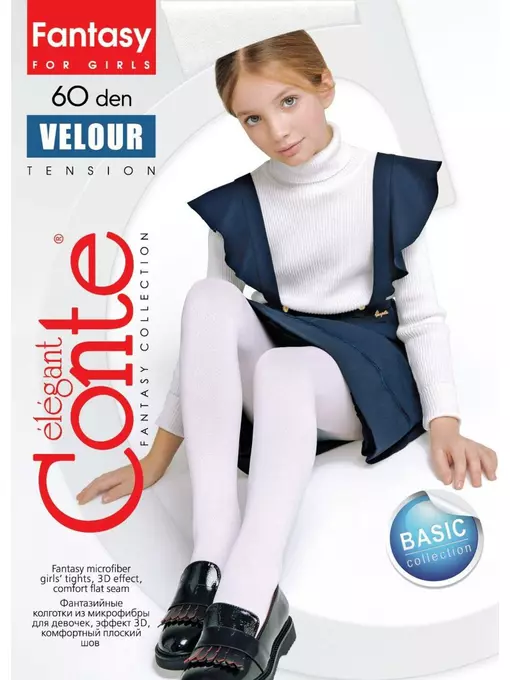 Детские нарядные колготки velour 60 bianco, 21С-113СП, 116-122, CONTE ELEGANT,  - 4