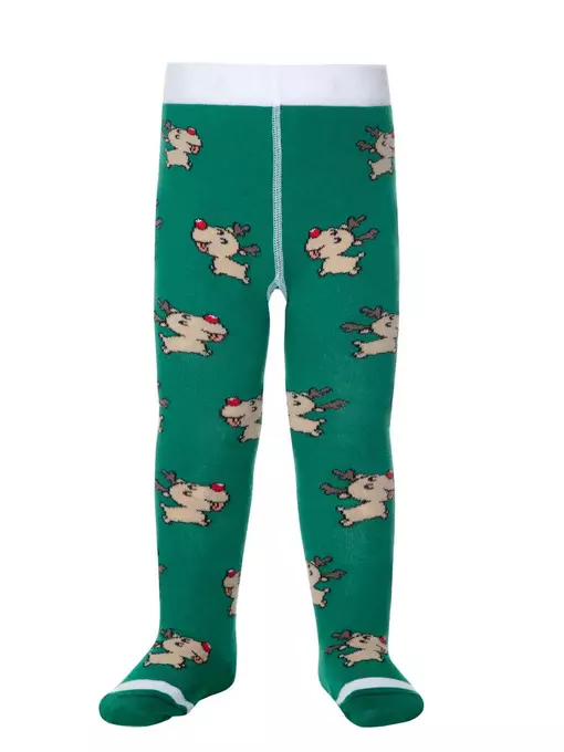 Новогодние детские колготки conte-kids "deer" 589 зеленый, 21С-31СП, 62-74 (12), CONTE-KIDS,  - 2