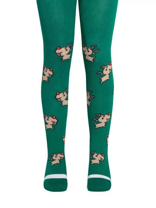 Новогодние детские колготки conte-kids "deer" 589 зеленый, 21С-31СП, 62-74 (12), CONTE-KIDS,  - 5