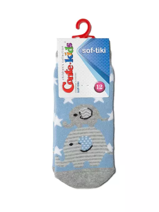 Махровые носки sof-tiki с рисунками "слоники" 415 голубой, 7С-46СП, 14, CONTE-KIDS,  - 2
