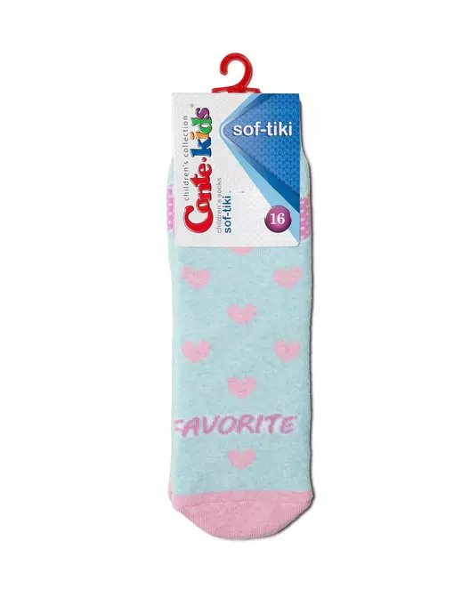 Махровые носки sof-tiki с рисунками "сердечки" 416 бледно-бирюзовый, 7С-46СП, 18, CONTE-KIDS,  - 2