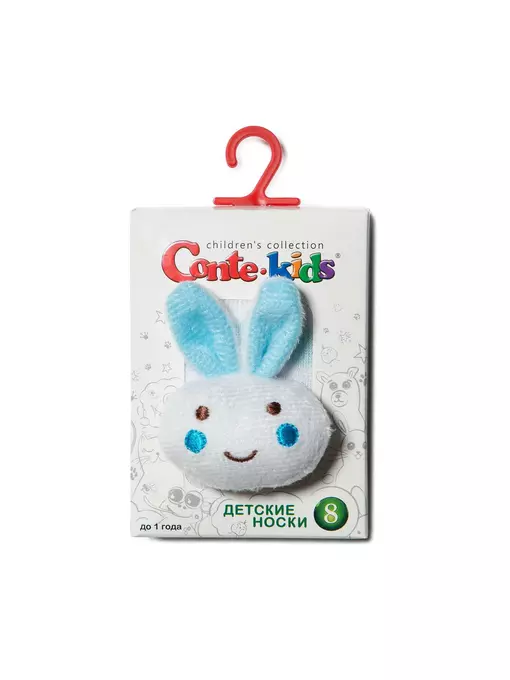 Махровые детские носки sof-tiki с мордашками "зайчик" 400 белый, 18С-263СП, 10, CONTE-KIDS,  - 2