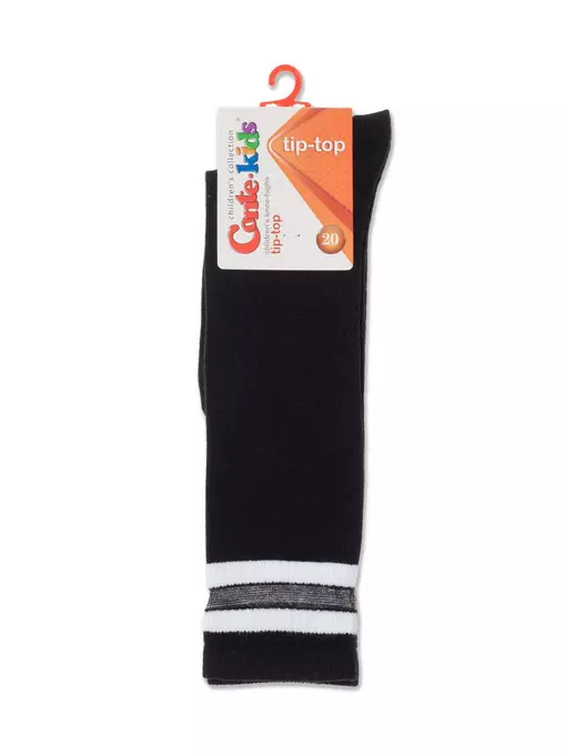 Однотонные хлопковые детские гольфы со вставками из прозрачной сетки tip-top 049 черный, 20С-31СП, 20, CONTE-KIDS,  - 2
