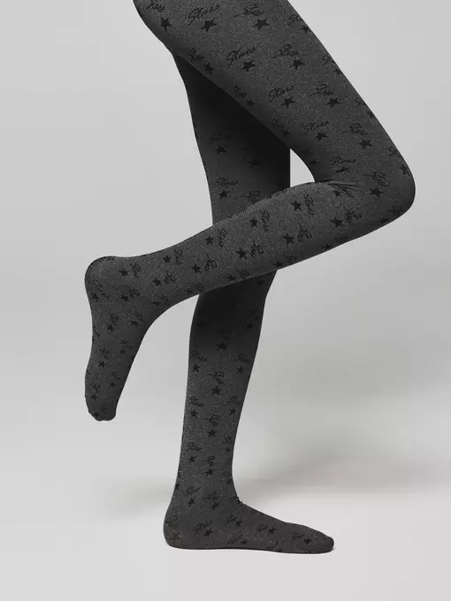 Плотные детские меланжевые колготки с рисунком «звезды» jessica grafit, 20С-108СП, 116-122, CONTE ELEGANT,  - 6