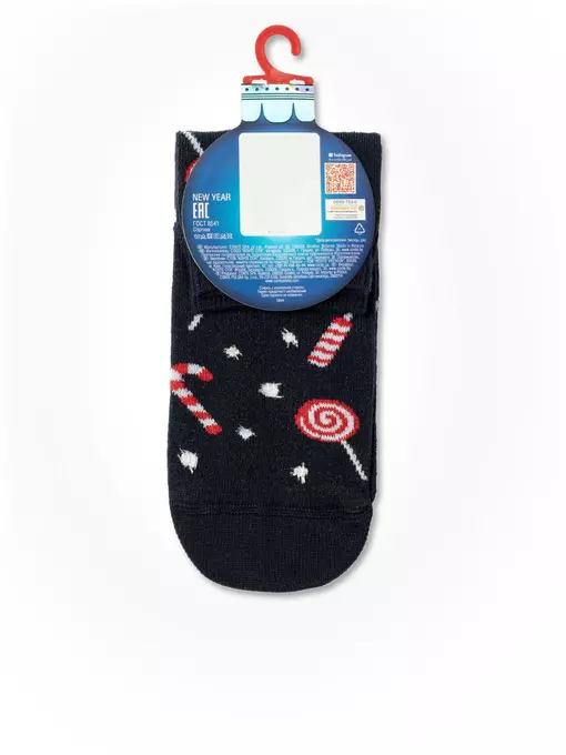 Носки детские новогодние с пушистой нитью «sweets» 521 темно-синий, 19С-64СП, 13-14, CONTE-KIDS,  - 3
