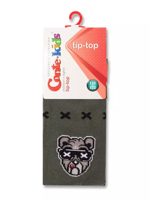 Хлопковые детские колготки tip-top с рисунком «bear» 558 хаки, 4С-04СП, 128-134 (20), CONTE-KIDS,  - 3