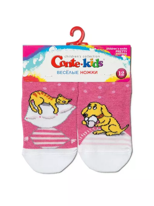 Хлопковые детские носки "веселые ножки" 334 розовый, 17С-10СП, 12, CONTE-KIDS,  - 2