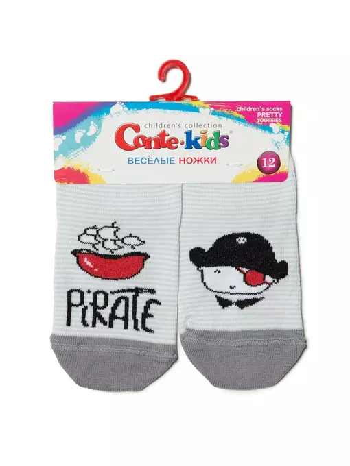 Хлопковые детские носки "веселые ножки" 335 светло-серый, 17С-10СП, 14, CONTE-KIDS,  - 2