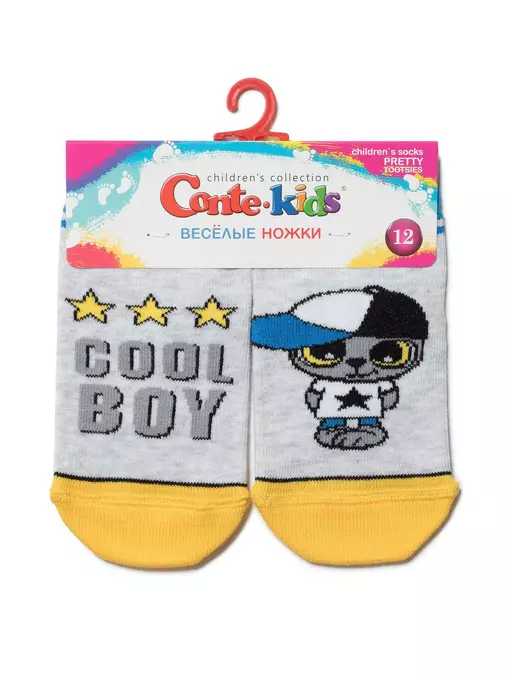 Хлопковые детские носки conte-kids "веселые ножки" 465 светло-серый, 17С-10СП, 12, CONTE-KIDS,  - 2