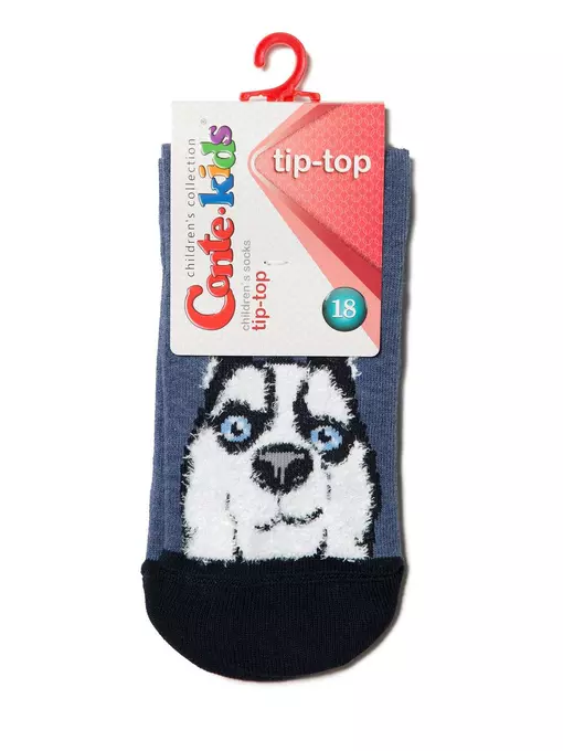 Хлопковые носки tip-top с пушистым рисунком "хаски" 425 темный джинс, 18С-267СП, 14, CONTE-KIDS,  - 2