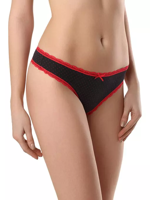 Трусы женские "стринг" lazy days conte lst 1004 (в коробке) black-red, , 90/XS, CONTE ELEGANT, - 1