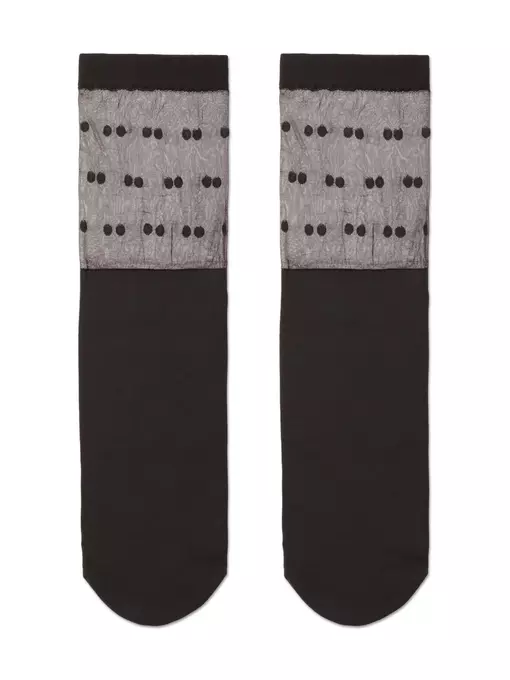 Удлиненные женские носки с прозрачным верхом в горошек fantasy grafit, 19С-29СП, 36-39 (23-25), CONTE ELEGANT,  - 2