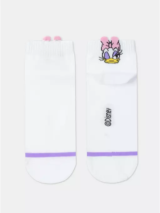 Короткие женские хлопковые носки с рисунками ©disney и пикотом-«язычком» 362 белый, , 36-39 (23-25), , - 4