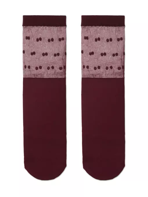 Удлиненные женские носки с прозрачным верхом в горошек fantasy marsala, 19С-29СП, 36-39 (23-25), CONTE ELEGANT,  - 2