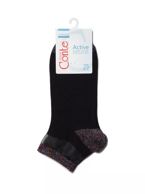 Короткие женские носки active с люрексом conte 207 черный, 20С-5СП, 36-37 (23), CONTE ELEGANT,  - 3