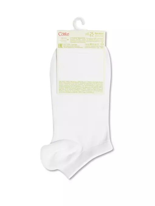 Ультракороткие женские носки из бамбуковой пряжи bamboo белый, 20С-96СП, 36-38 (23-25), CONTE ELEGANT,  - 4