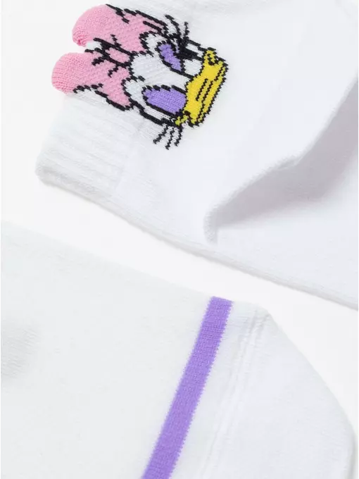 Короткие женские хлопковые носки с рисунками ©disney и пикотом-«язычком» 362 белый, , 36-39 (23-25), , - 5