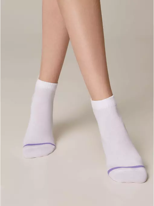 Короткие женские хлопковые носки с рисунками ©disney и пикотом-«язычком» 362 белый, , 36-39 (23-25), , - 3