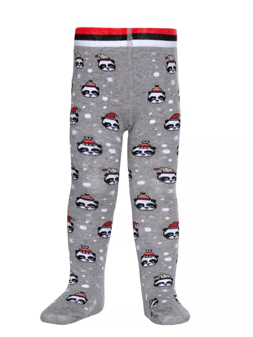 Новогодние детские колготки «xmas panda» conte-kids 554 серый, 19С-95/1СП, 62-74 (12), CONTE-KIDS,  - 2