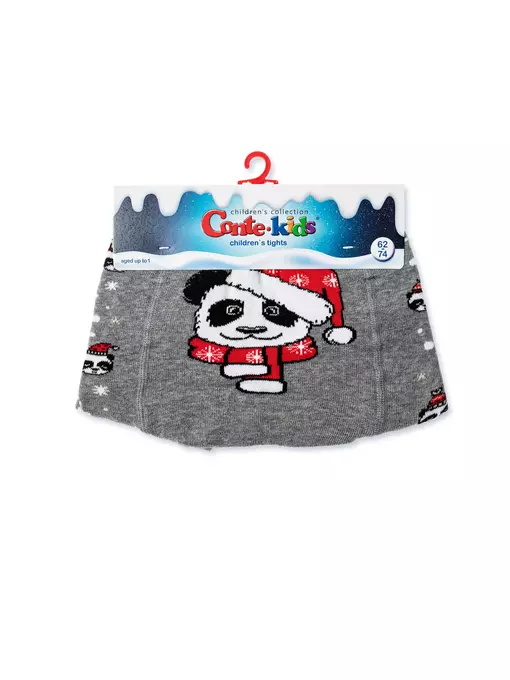Новогодние детские колготки «xmas panda» conte-kids 554 серый, 19С-95/1СП, 62-74 (12), CONTE-KIDS,  - 4
