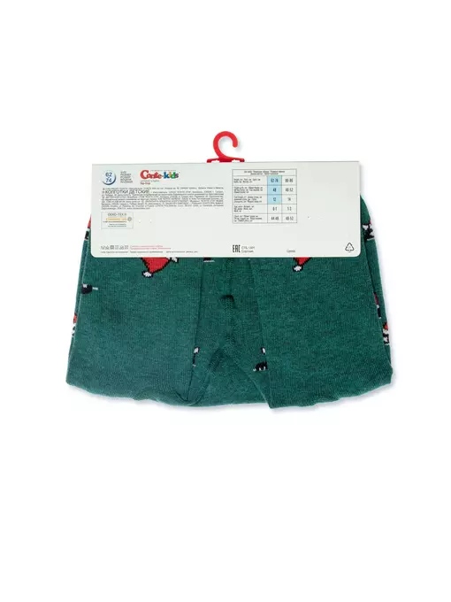 Колготки детские новогодние с помпоном «xmas cat» 557 темно-бирюзовый, 19С-96/1СП, 80-86 (14), CONTE-KIDS,  - 4