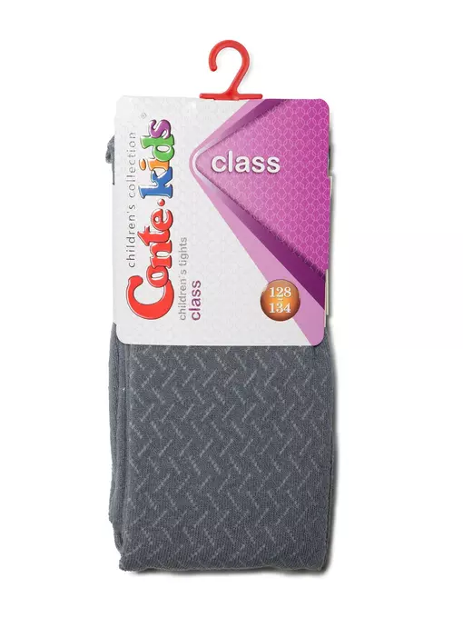 Тонкие хлопковые детские колготки class 300 серый, 7С-31СП, 128-134 (20), CONTE-KIDS,  - 2