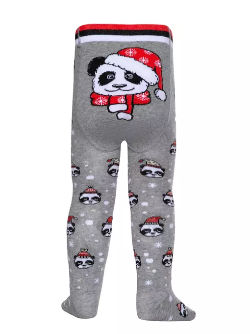 Новогодние детские колготки «xmas panda» conte-kids 554 серый, 19С-95/1СП, 62-74 (12), CONTE-KIDS,  - 3